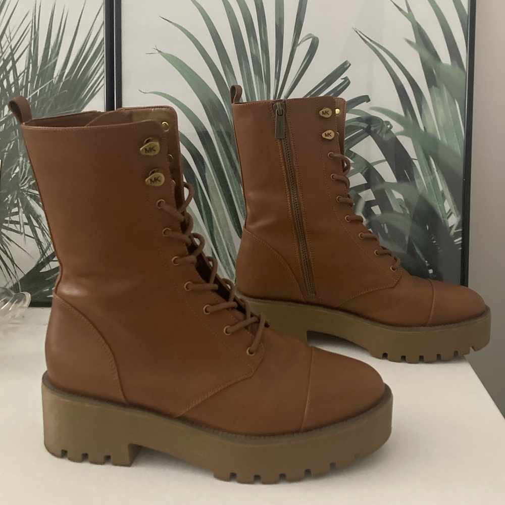 Michael Kors Blake Combat Boots in Luggage